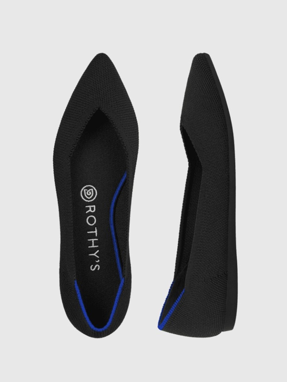 ROTHY'S Ballet Flats Dark Black. Pointy Toe. Size Women's 9.5